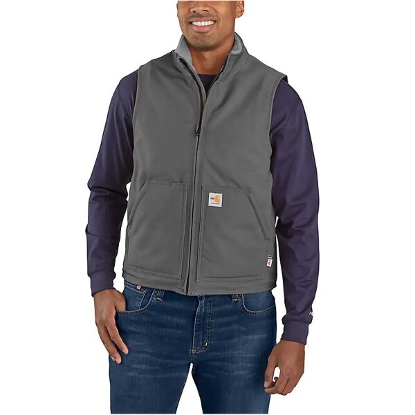 Carhartt FR Duck Sherpa Lined Vest in Gravel